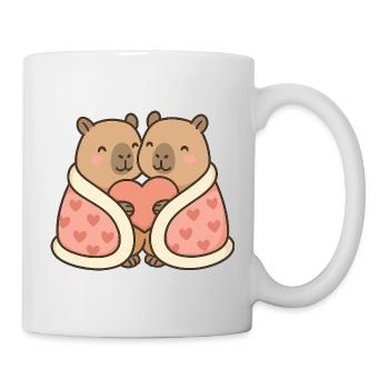 Couple de capybara blotti – Motif de la Saint-Valentin - Mug blanc - blanc - Droite