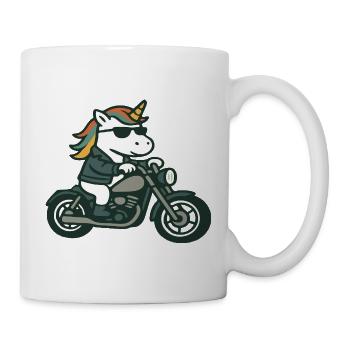 Cool Biker Unicorn Riding Motorcycle Mascot Art - Mug - white - Right