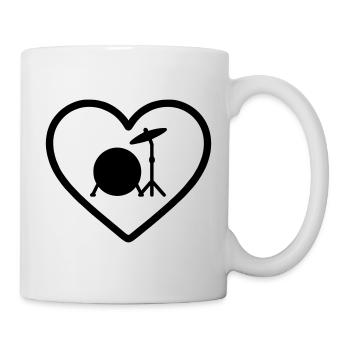 Herztrommel Basstrommel Becken - Tasse - Weiß - Rechts