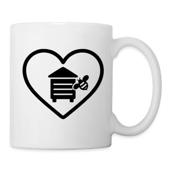 Bee hive beekeeper heart - Mug - white - Right