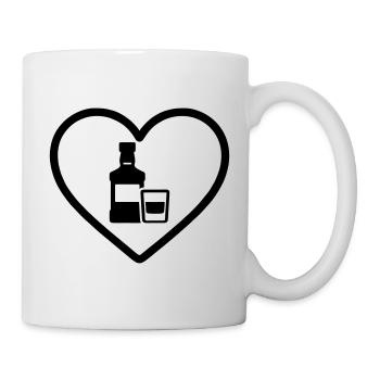 Herz-Whiskeyflasche und Glas - Tasse - Weiß - Rechts