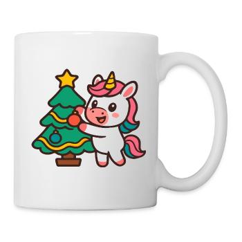Cute Unicorn Decorating Christmas Tree - Mug - white - Right