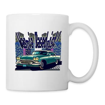 Retro Neon City Car 1950s Style (Based!) - Mug - white - Right