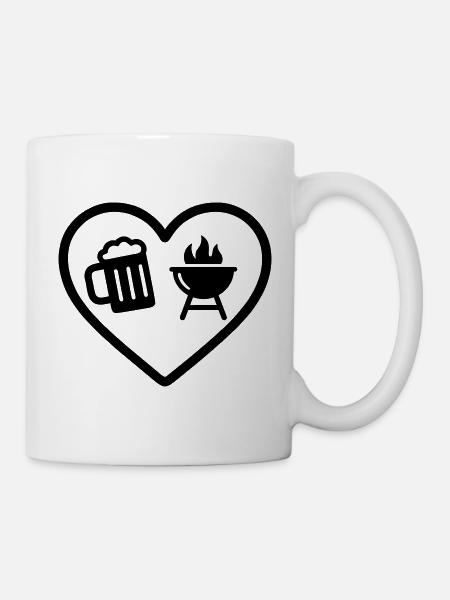 Heart Beer Barbecue - Tasse - Weiß