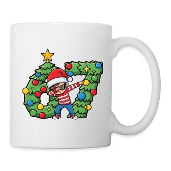 67 Santa Kid auf Weihnachtskranz abtupfen - Tasse - Weiß - Rechts