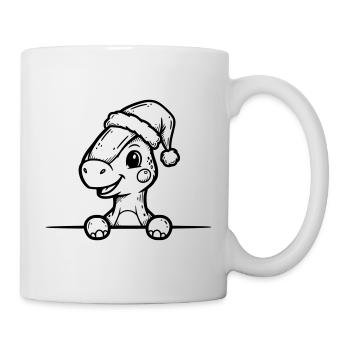 Cute dino with Santa hat – cartoon style - Mug - white - Right