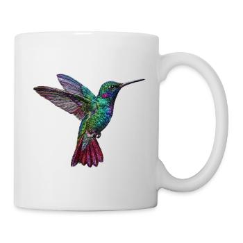 Hummingbird in embroidered look (printed) - Mug - white - Right