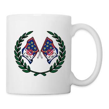 Drapeaux du Pays de la Loire en couronne de laurier traversés - Mug blanc - blanc - Droite