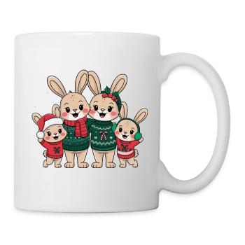 Famille de lapins de Noël dans un Noël moche - Mug blanc - blanc - Droite