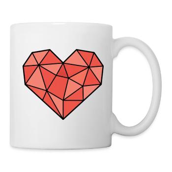 Geometrisches Herz Low Poly Modern Vektor - Tasse - Weiß - Rechts