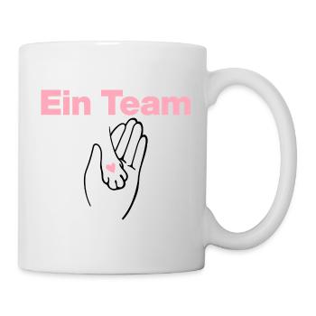 Ein Team, Mensch & Samtpfote, Katze, Katzenfans - Tasse - Weiß - Rechts