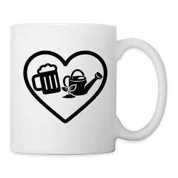 Herz Bier Garten Humor - Tasse - Weiß - Rechts