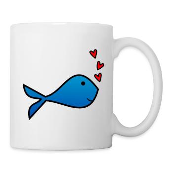FISCH. VALENTINSTAG. HERZ. ICH LIEBE DICH. ICH LIEBE - Tasse - Weiß - Rechts