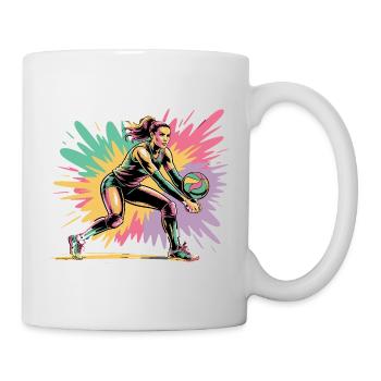  Volleyballspielerin Beim Baggern Bunte Volleyball - Tasse - Weiß - Rechts