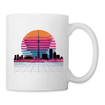 Neon Skyline Retro Sunset - Mug - white - Right