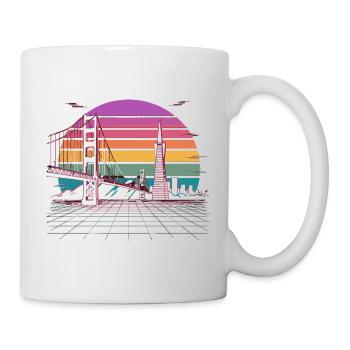 Regenbogenbrücke Neon Skyline san francisco - Tasse - Weiß - Rechts