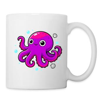 Cute Smiling Purple Octopus - Mug - white - Right