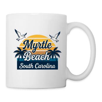 Myrtle Beach, South Carolina Retro-Sonnenuntergangsurlaub - Tasse - Weiß - Rechts