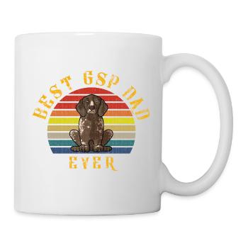 Bester GSP-Papa aller Zeiten Deutscher Kurzhaar-Pointer Retro - Tasse - Weiß - Rechts