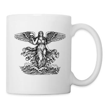 Greek goddess Aphrodite at the sea with the skull  - Mug - white - Right