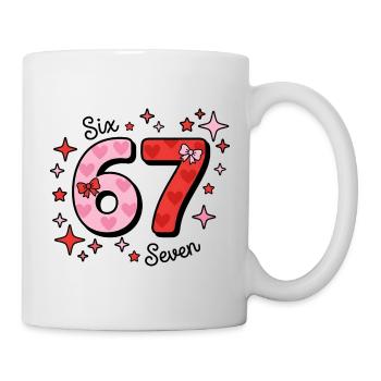 Six Seven Design - Pink + Red with Stars + Hearts - Mug - white - Right