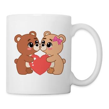 Teddybären verliebt mit Herz - Tasse - Weiß - Rechts