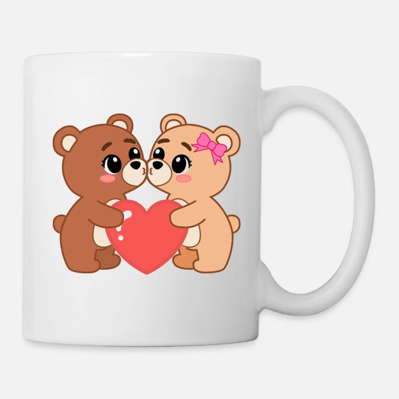 Teddybären verliebt mit Herz - Tasse - Weiß