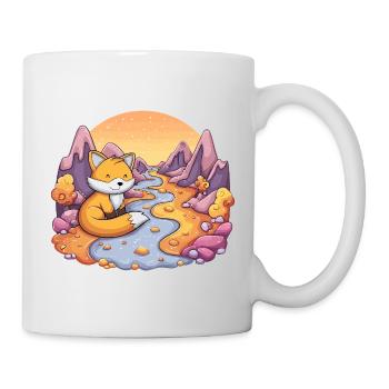 Little fox by the river in sunset - Mug - white - Right
