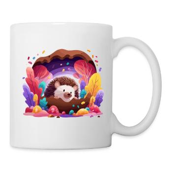 Igel im Farbenwald - Tasse - Weiß - Rechts