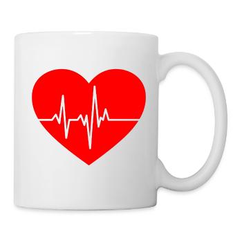 Conception du battement cardiaque avec ligne ECG - Mug blanc - blanc - Droite