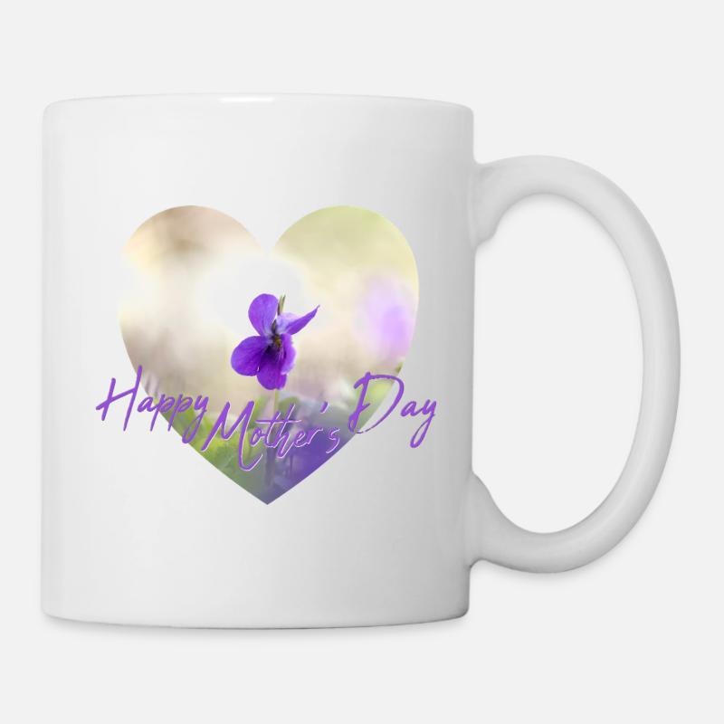 Herzblumen Muttertag Design lila Blume lila Blüte - Tasse - Weiß
