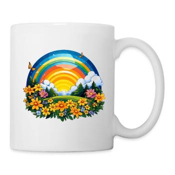 Blühender Regenbogen am Sonnenaufgang - Tasse - Weiß - Rechts