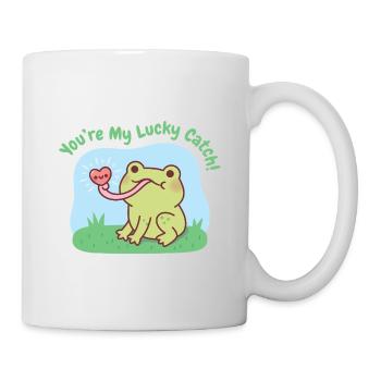 Cute Frog Catches Heart You Are My Lucky Catch - Mug - white - Right