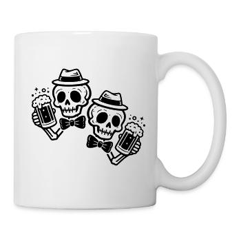 Totenköpfe mit Bierkrügen Schwarz - Tasse - Weiß - Rechts