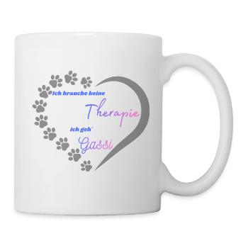 Gassi statt Therapie Herzdesign - Tasse - Weiß - Rechts