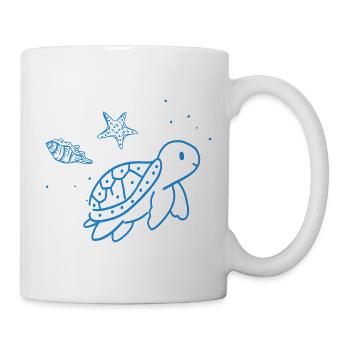 Blaues Meeres-Tier Doodle - Tasse - Weiß - Rechts