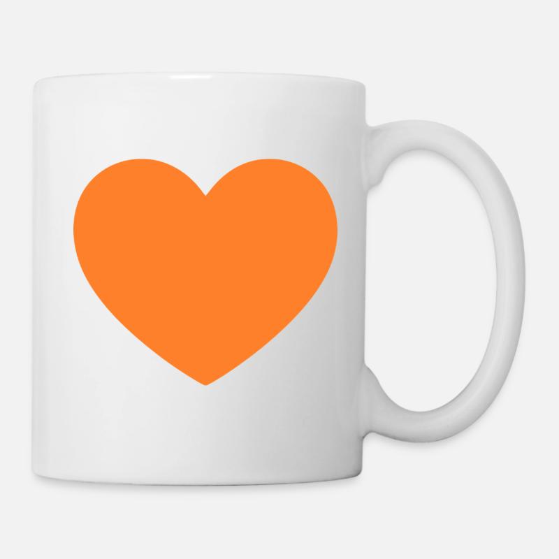 orangenes Herz orangen Geschenk Valentinstag - Tasse - Weiß