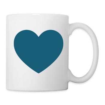 blaues Herz Geschenk Valentinstag - Tasse - Weiß - Rechts
