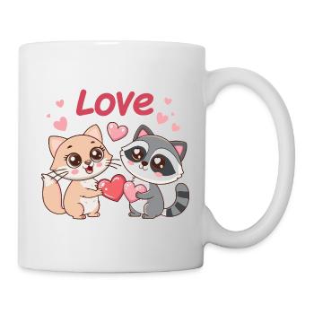 Feline love in duo heart - Mug - white - Right