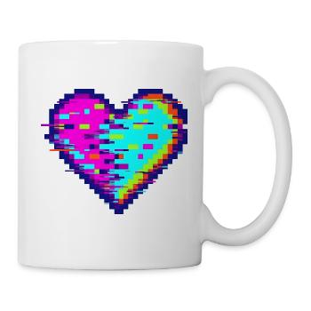Glitchherz Neon Pixel Herz Love - Tasse - Weiß - Rechts