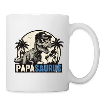 Papasaurus – Cool T-Rex Father Design - Mug blanc - blanc - Droite