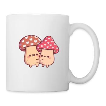 Couple mignon de champignons en forme de champignon qui s’enlaçoit - Mug blanc - blanc - Droite