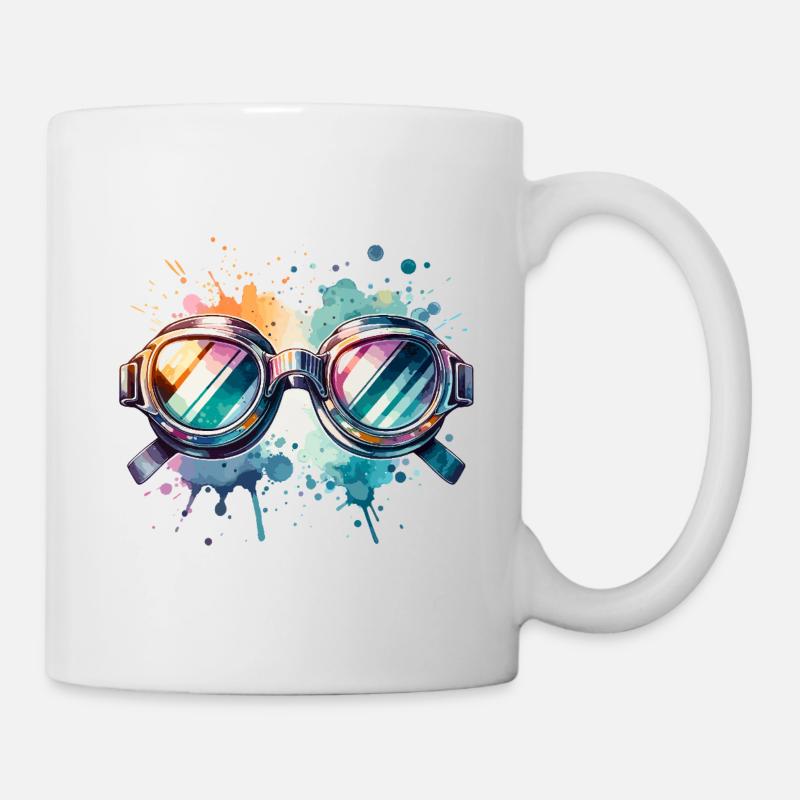 Colorful round swimming goggles Splash Design - Tasse - Weiß