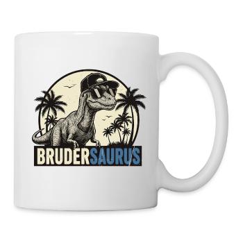 Brudersaurus – Cooler Dino Bruder Retro Style - Tasse - Weiß - Rechts