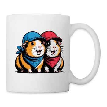 Süße Meerschweinchen Freunde – Lustiges Tiermotiv - Tasse - Weiß - Rechts