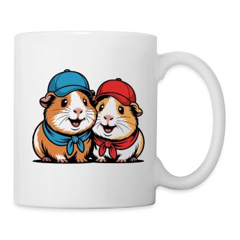 Süße Meerschweinchen Freunde – Lustiges Tiermotiv - Tasse - Weiß - Rechts