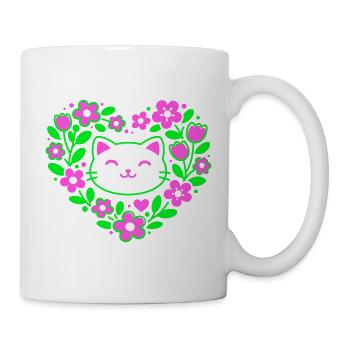Flower-Heart-Cat - Mug - white - Right