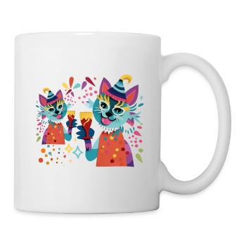 Fête câline Chats Couleurs Néon - Mug blanc - blanc - Droite
