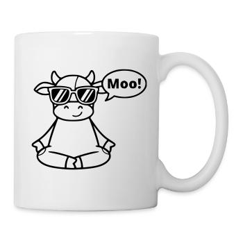 Yoga Cow Meditation Moo Comic Vector - Mug - white - Right