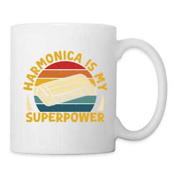 Funny Harmonica Player Is My Superpower Harmonica - Tasse - Weiß - Rechts